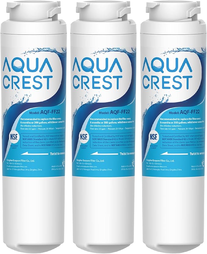 AQUA CREST MSWF Refrigerator Water Filter, Replacement for GE® MSWF, 101820A, 101821B, RWF1500A, Pack of 3