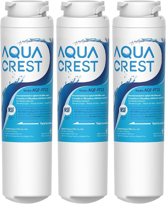 AQUA CREST MSWF Refrigerator Water Filter, Replacement for GE® MSWF, 101820A, 101821B, RWF1500A, Pack of 3