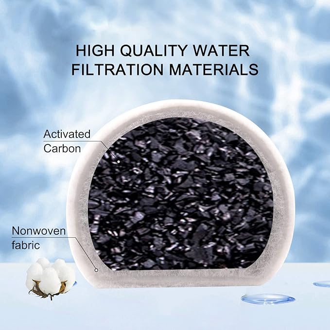 24/40 Pcs Replacement Carbon Charcoal Filters Dog and Cat Water Fountain Compatible with Multiple Pet Fountains. (20 Carbon Filters+ 20 Sponges)