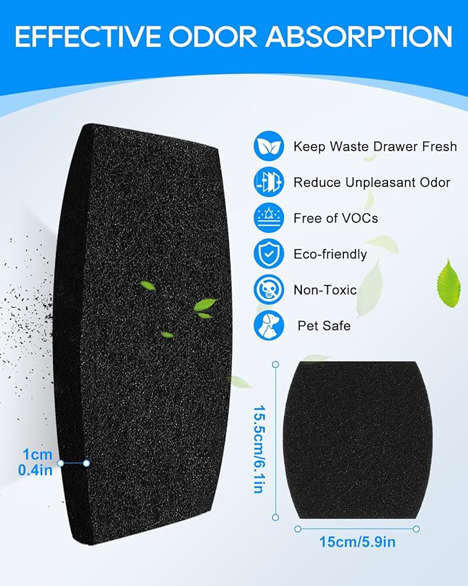 2X Thicker Filter Compatible with Petmate Booda Dome Cat Litter Box Filter, Cat Litter Box Filters Replacement for Clean Step Dome Litter Boxes for Cats, 4 Pack