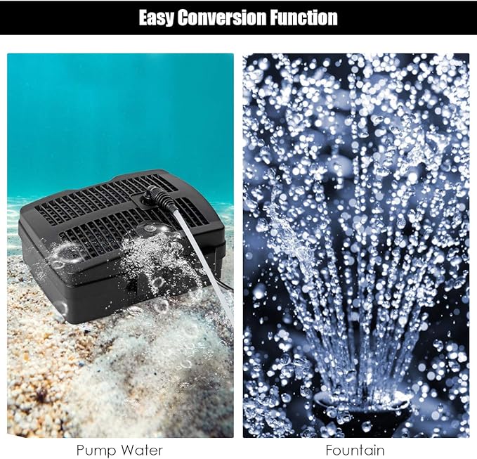 Goplus 4 in 1 Submersible Pond Filter Pump, 660 GPH Fountain Pump w/ 3 Nozzles, All-in-One Water Pond Cleaning System Outdoor for Aquariums Fish Tank (Black)