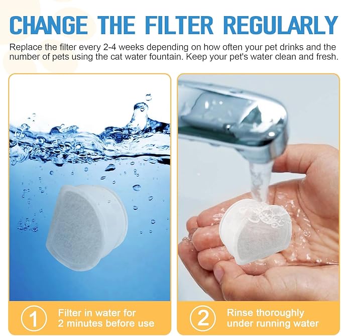 Pet Supplies Cat Fountain Water Filters - Fits Most Ceramic and Stainless Steel Pet Fountain Water Filters Bowl Replacement,8 Carbon Filters and 8 Foam Pre Filter