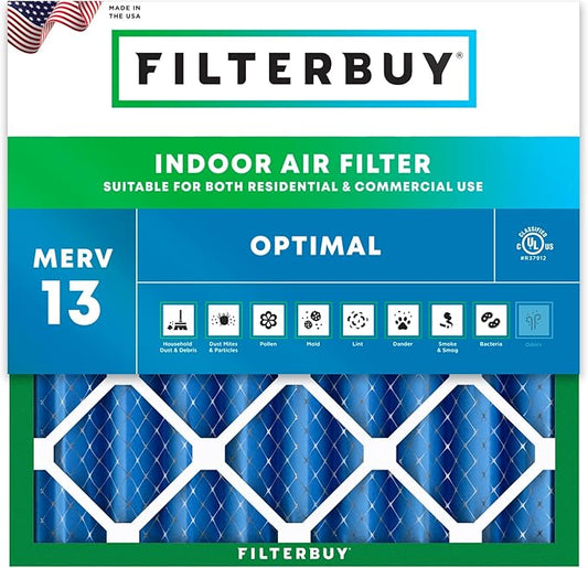 Filterbuy 24x24x4 Air Filter MERV 13 (MPR 1900) Health Defense Replacement (1-Pack), Electrostatic Pleated HVAC AC Furnace Filters, Made in USA (Actual Size: 23.38 x 23.38 x 3.63)