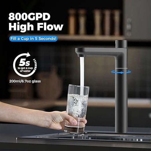 Ecoviva Alkaline Reverse Osmosis RO Water Filter Filtration Under Sink System (Grey Faucet, RO 800GPD)