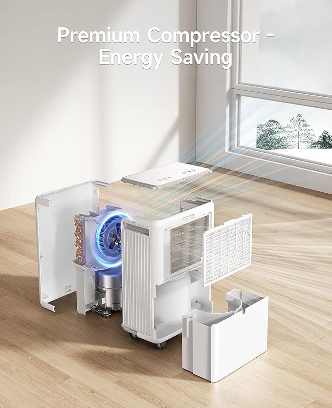 2000 Sq. Ft Dehumidifier for Basement, 30 Pint Dehumidifiers for Home, Bedroom and Bathroom, 3 Modes Dehumidifier with Drain Hose, Smart Humidity Control, 24H Timer (Off-White)