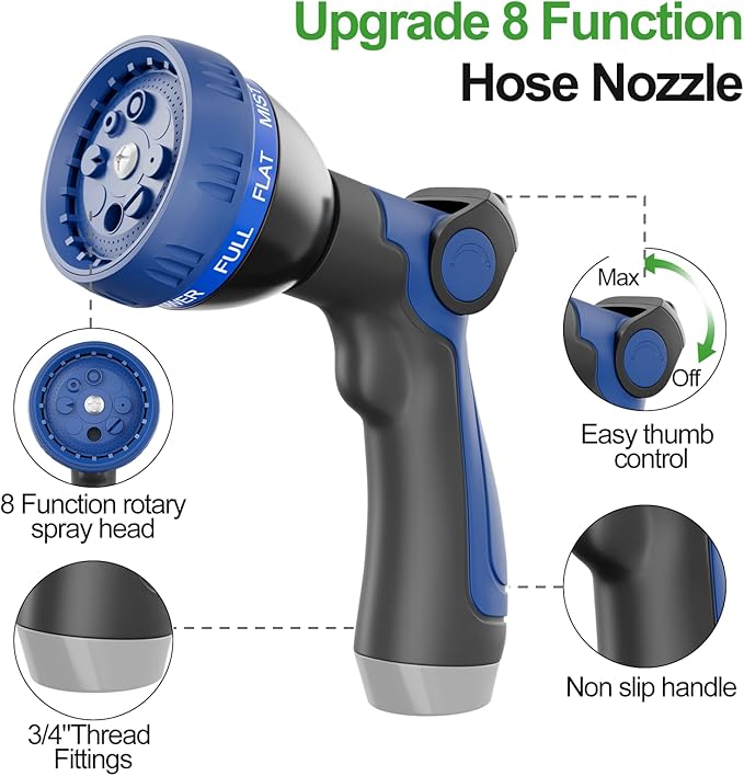 200ft 304 Stainless Steel Garden Hose Metal, Heavy Duty Water Pipe with Nozzles for Yard, Outdoor - Flexible, Never Kink & Tangle, Puncture Resistant (Sliver)