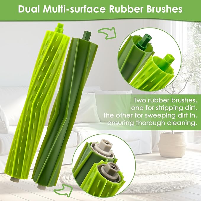 20 Pack Replacement Parts for iRobot Roomba i3 i3+ i7 i7+ i4 i6 i6+ i8 i8+/Plus E5 E6 E7 J7 i5 j5+ I, E &J Series Robot Vacuum Cleaner, 2 Sets Roller Brush, 8 HEPA Filters and 8 Side Brushes