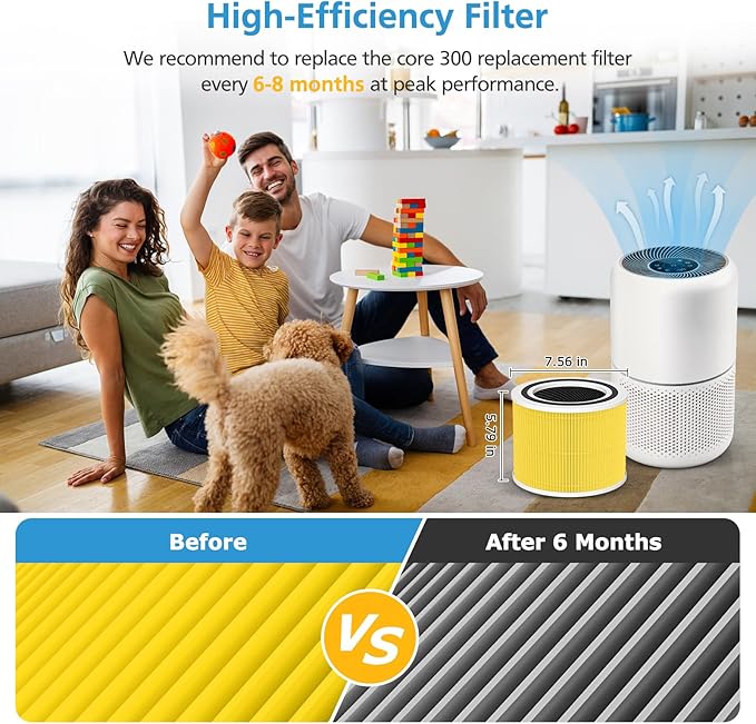 2 Pack Core 300 Replacement Filter for LEVOIT Core 300 and Core 300S Air Purifier, 3-in-1 Core 300 Pet Aller-gy Filter Efficiency Activated Carbon Filtration System, Core 300-RF-PA