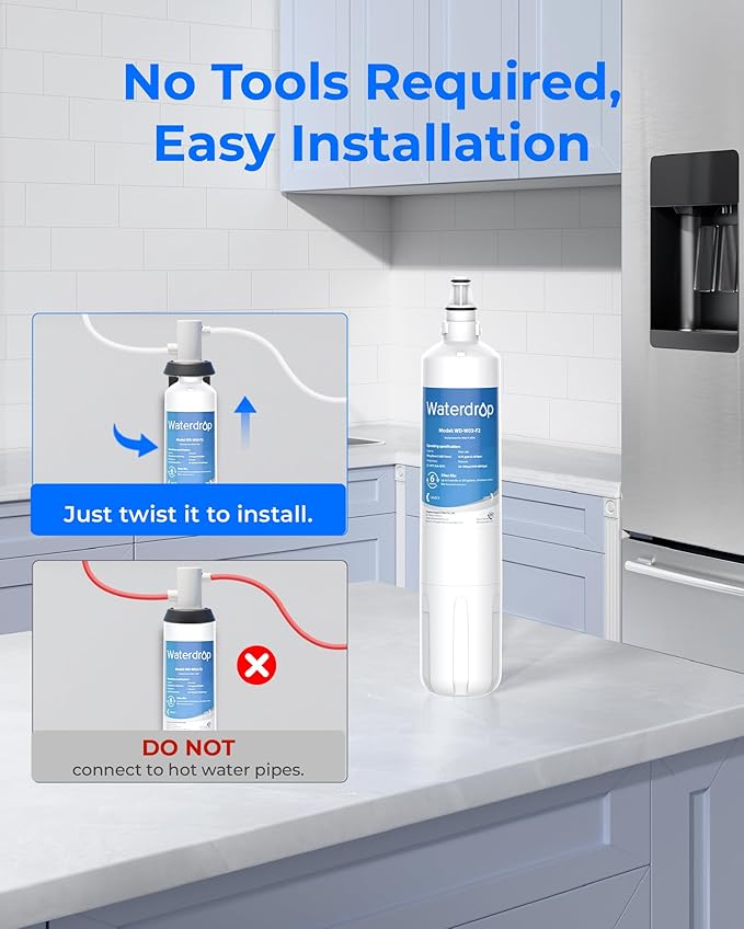 Waterdrop F-2000 4204490 Water Filter, Replacement for Sub-Zero 4204490, InSinkErator® F-1000 F-2000 F-3000 Filter and AquaPure AP Easy C-Complete, Sub Zero Water Filter Replacement, NSF/ANSI 42