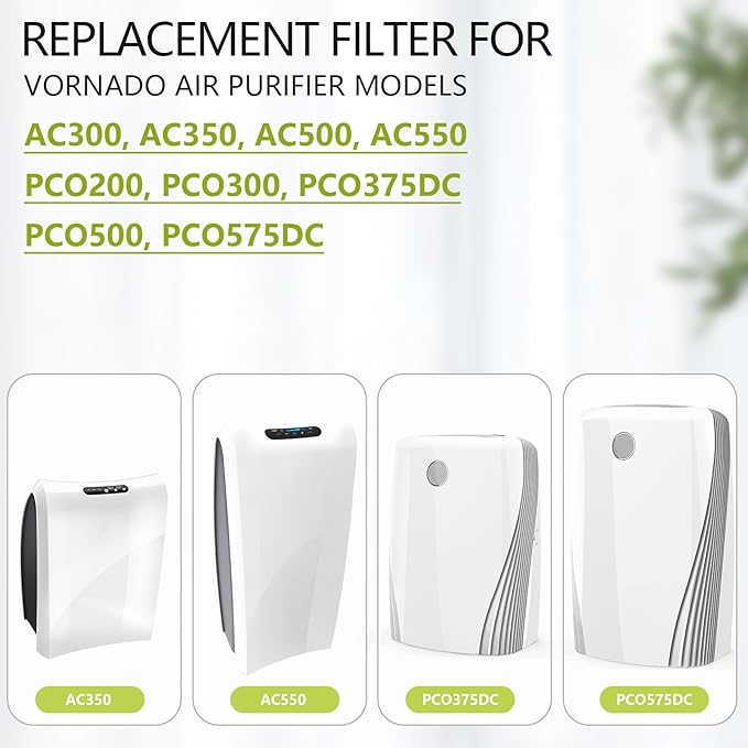 MD1-0022 Air Purifier Filter for Vornado AC300/AC350/AC500/AC550 & PCO200/PCO300/PCO375DC/PCO500 Series | Includes 2x Filters + 4x Activated Carbon Filters