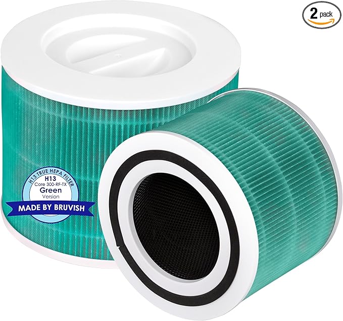 2 Pack Core 300 Replacement Filter for LEVOIT Core300-P and Core300S-P Air Purifier, Core 300-P Core 300S-P, H13 True HEPA Filter, 3-in-1 Filter Activated Carbon Filters, Compare Core 300-RF-TX Green