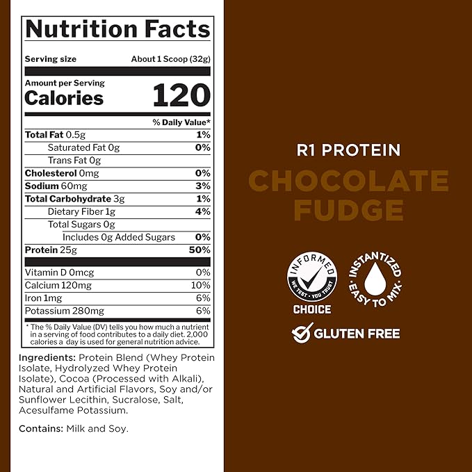 Rule 1 R1 Protein Whey Isolate - with 25g Protein & 6g BCAA Exclusively from Isolated & Hydrolyzed Sources for Workout Recovery (10 Pounds*, Chocolate Fudge)