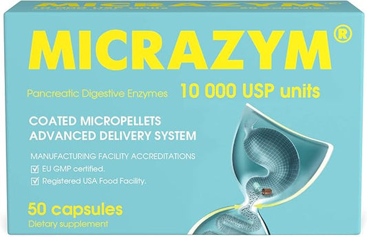 AVVA Pharmа Pancreatic Enzymes - 10,000 USP Effective Pancreatic Enzyme Supplements - Digestive Enzymes for Digestion - 50 Fast-Acting Capsules with Amylase, Lipase and Protease