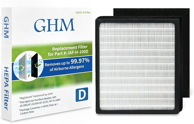 Part # IAF-H-100D Idylis HEPA Air Purifier and Carbon Filter Set, Fit Idylis Air Purifiers IAP-10-280, AC-2118, and AC-2123, Model # IAP10280