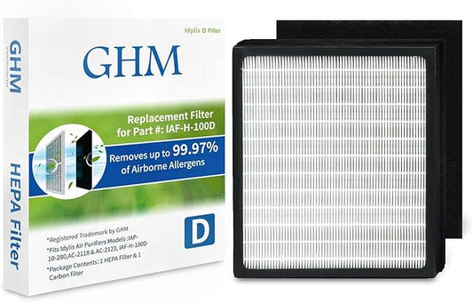 Part # IAF-H-100D Idylis HEPA Air Purifier and Carbon Filter Set, Fit Idylis Air Purifiers IAP-10-280, AC-2118, and AC-2123, Model # IAP10280