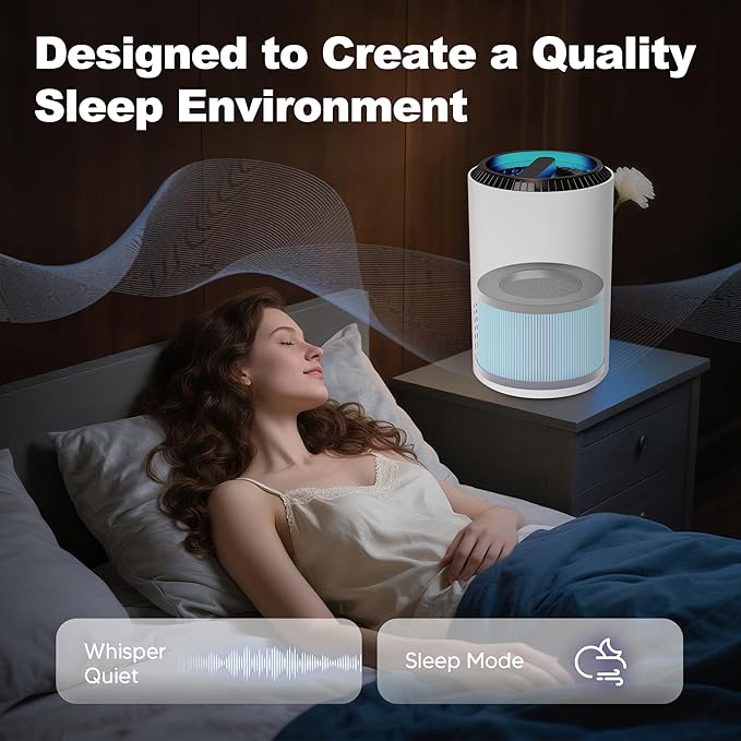 MK01 & MK06 True HEPA Filter Replacement Compatible with Aroeve MK01, MK06, ToLife TZ-K1 and Kloudi DH-JH01 Air Purifier, Standard Version, Blue, 3 Pack