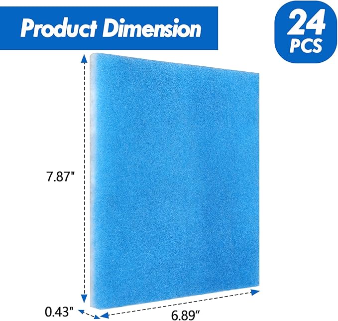 24 Pack Dryer Filter Replacement, Pre-Cut Portable Dryer Filters Compatible with FUNMAS Indoor Dryer Vent System MERV 7 Double Layer Filtration