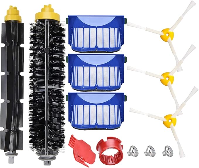 Replacement Parts for IRobot Roomba 600 &500 Series 694 692 690 680 660 665 651 650 614 595 585 564 Vacuum,Accessories Kit 3 Filter,3 Side Brush,1 Pairs Bristle and Flexible Beater Brush