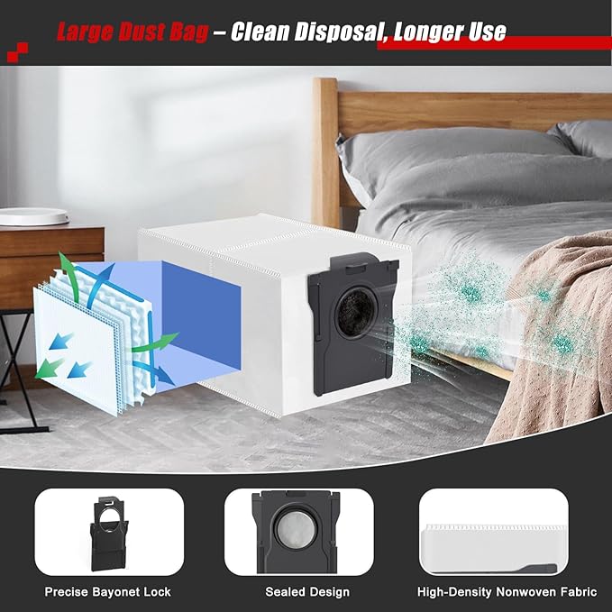 Accessories Kit for Dreame L10s Pro Ultra Heat / L10s Ultra Gen 2 / X30 Ultra Robot Vacuum, 2 Main Brushes, 4 HEPA Filters, 4 Mop Pads, 4 Vacuum Bags, 6 Side Brushes, 1 Cleaning Brush