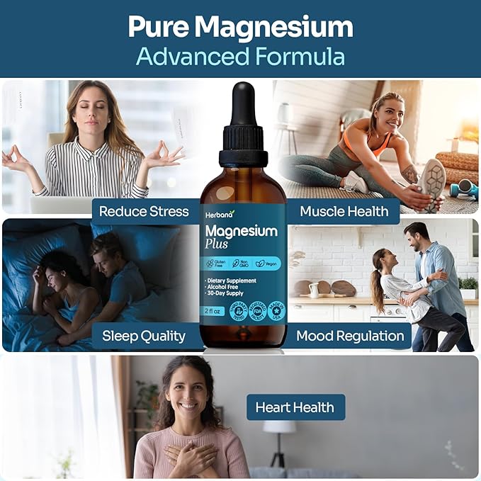 Magnesium Complex Plus 2 fl oz Liquid Drops - Advanced Magnesium Citrate, Glycinate, L-threonate with Vitamins B6, D, C Supplement - High Potency 100% Absorption - 30-Day Supply