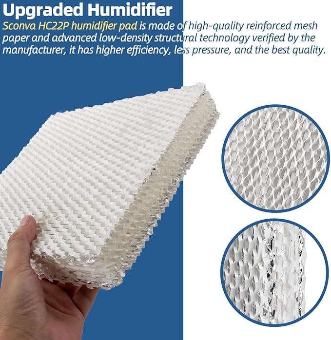 HC22P Humidifier Filter Pad Replacement Wicks Compatible with Honeywell HC22P1001, HC22E1003, HC22A1007, HE100, HE150, HE220, HE225, HE240 & Aprilaire 110 220 550 Water Panel (Pack of 4)