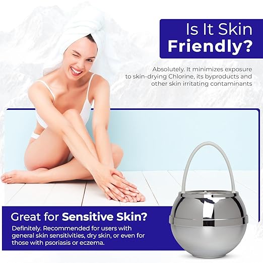 Crystal Quest Bath Ball Water Filter for Bathtub - 3-Stage Filtration, Removes Chlorine, Chloramine & Byproducts, 2,500 Gallons, BPA Free, pH Balanced Water, Fits Most Tubs, Easy Install - Chrome