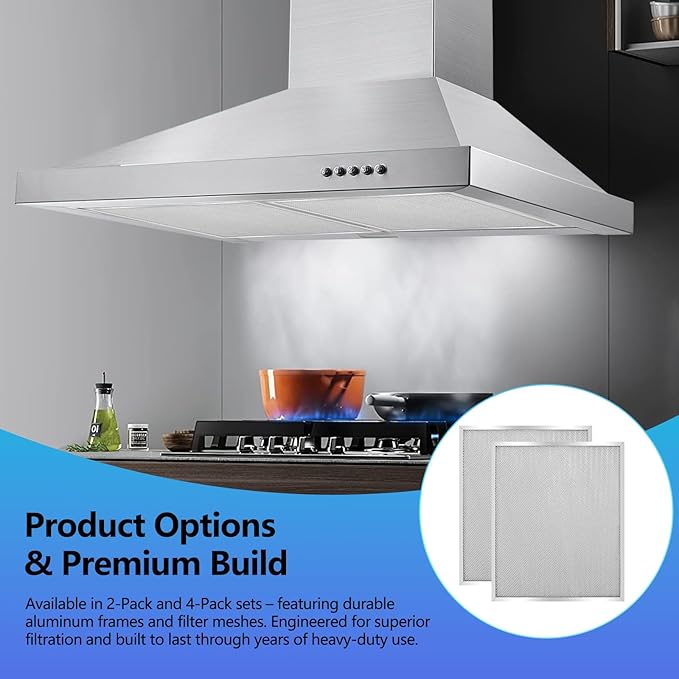 2 Pack-BPS1FA30 Range Hood Filter-11-3/4" x 14-1/4" x 3/8" -Aluminum Mesh Filter-Exact Fit Bro.an QS1 30" Nu.tone WS1 QS2 Range Hood Replaces 99010299 BPS2FA30 99010305 S99010305 AP3378953 by Keyteam