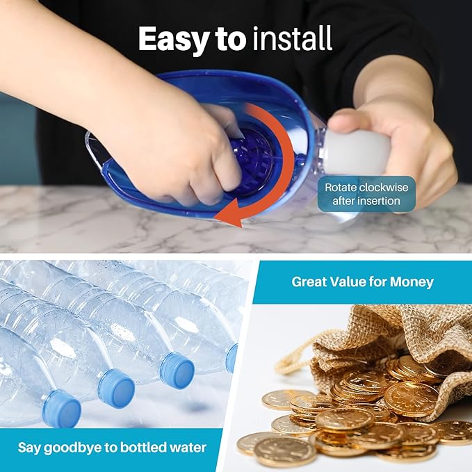 ICEPURE PPF001 Pitcher Water Filter Replacement for Pur CRF950Z, PPF951K, PPT700W, CR-1100C, DS-1800Z, CR-6000C, PPT711W, PPT711, PPT710W, PPT111W, PPT111R Pitchers and Dispensers,4PACK