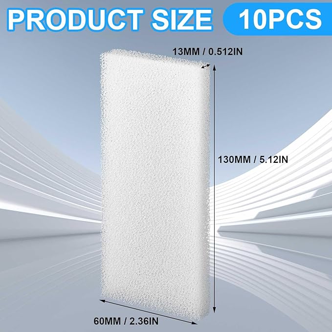 Nosiny 10pcs Filter Foam Pad Compatible with Fluval U2 Underwater Sponge Aquarium Underwater Filter Accessories Compatible for Aquarium, Fish Tank