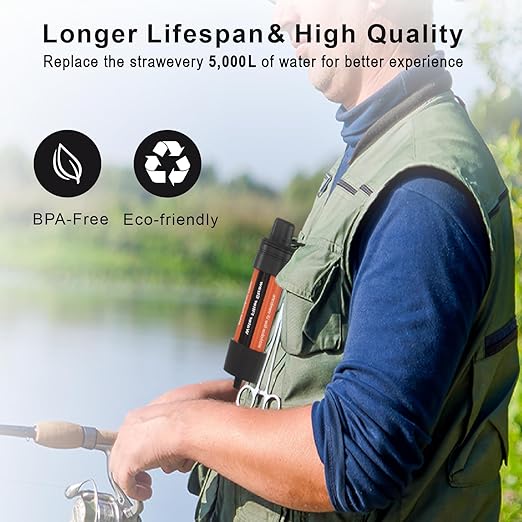 4 Pack Water Filter Straw - Portable, Compact, Multipurpose Water Purification Device for Emergency Kits, Outdoor Activities, Camping, Travel