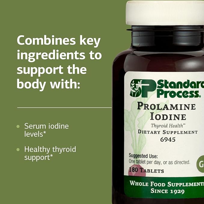 Standard Process Inc. Prolamine Iodine - Thyroid Support with Calcium Lactate, Iodine, Calcium & Magnesium Citrate - 180 Tablets