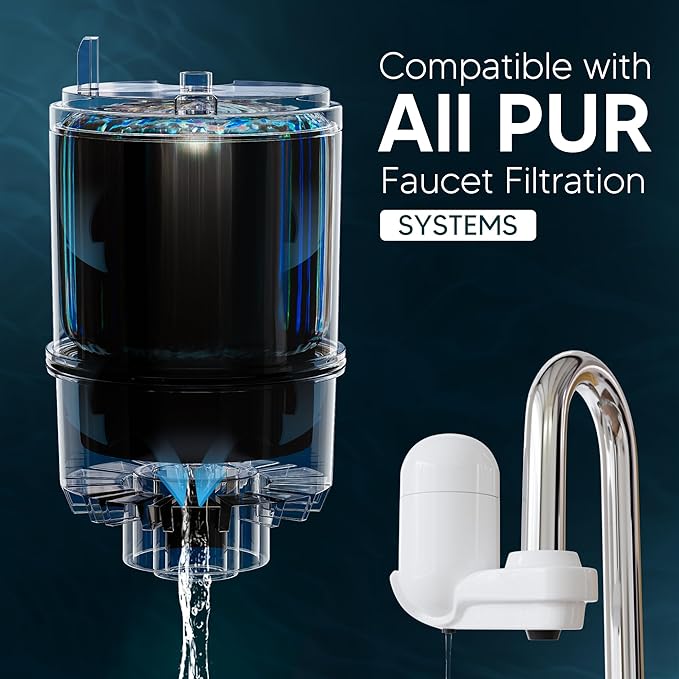 BOGDA Faucet Water Filter Replacement Fit for All P-ur, P-UR PLUS FM-2500V, FM-3700, RF3375, PFM400H PFM450S PFM150W PFM350V PUR-0A1 FM2500V FM-3700 Faucet Mount Filtration Systems, 4 Filters