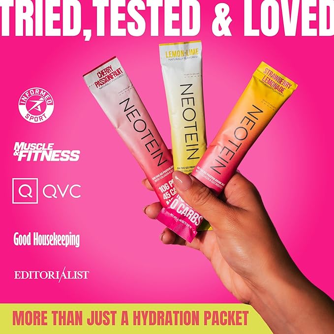 Electrolyte Powder Packets, Protein Powder with 10g Protein & Collagen | Hydration Packets - Zero Sugar, NO Fillers, NO Carbs | Strawberry Lemonade | 40 Calories | Keto & Paleo | Pack of 15