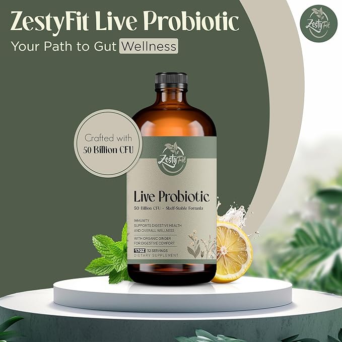 Liquid Probiotic - Natural Probiotic Blend with 50 Billion CFU - Helps Promote Immune Support & Gut Health for Men & Women - No Additives & Fillers -Vegan - Formulated in The USA, 17 fl oz