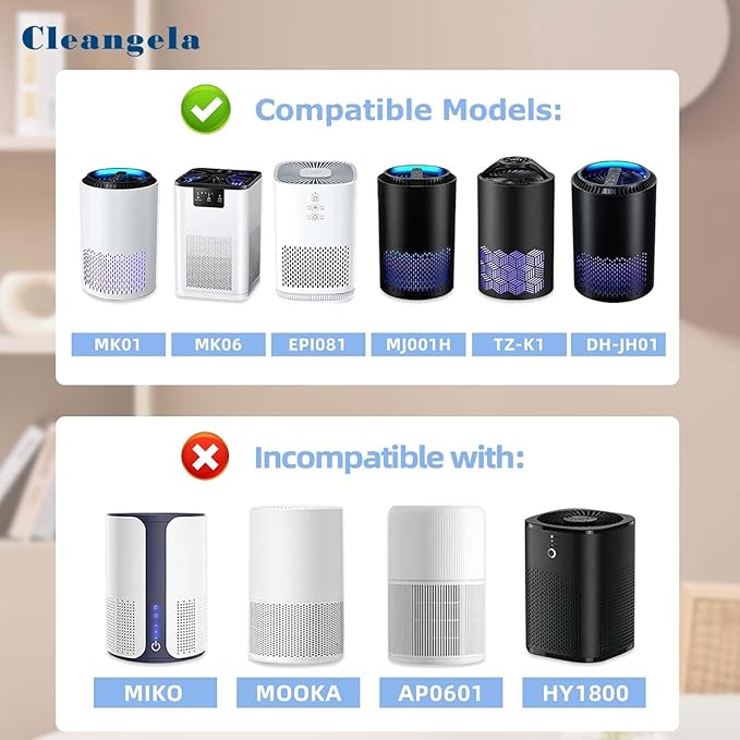 MK01 MK06 Replacement Filter Compatible with AROEVE MK01/MK06 DH-JH01 and ToLife TZ-K1 Air Purifier 4-in-1 Replacement Filter Standard Version, 4 Pack, Blue