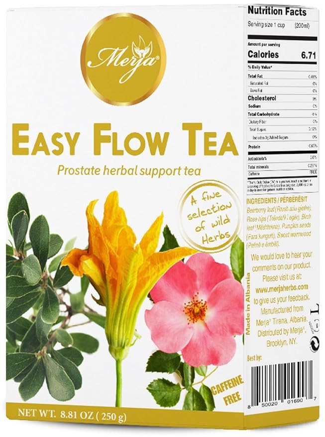 Merja Herbs Easy Flow Tea - For Prostate Support - Mediterranean Loose - Caffeine Free - 100% Natural & Premium Quality 250gr 8.82 oz