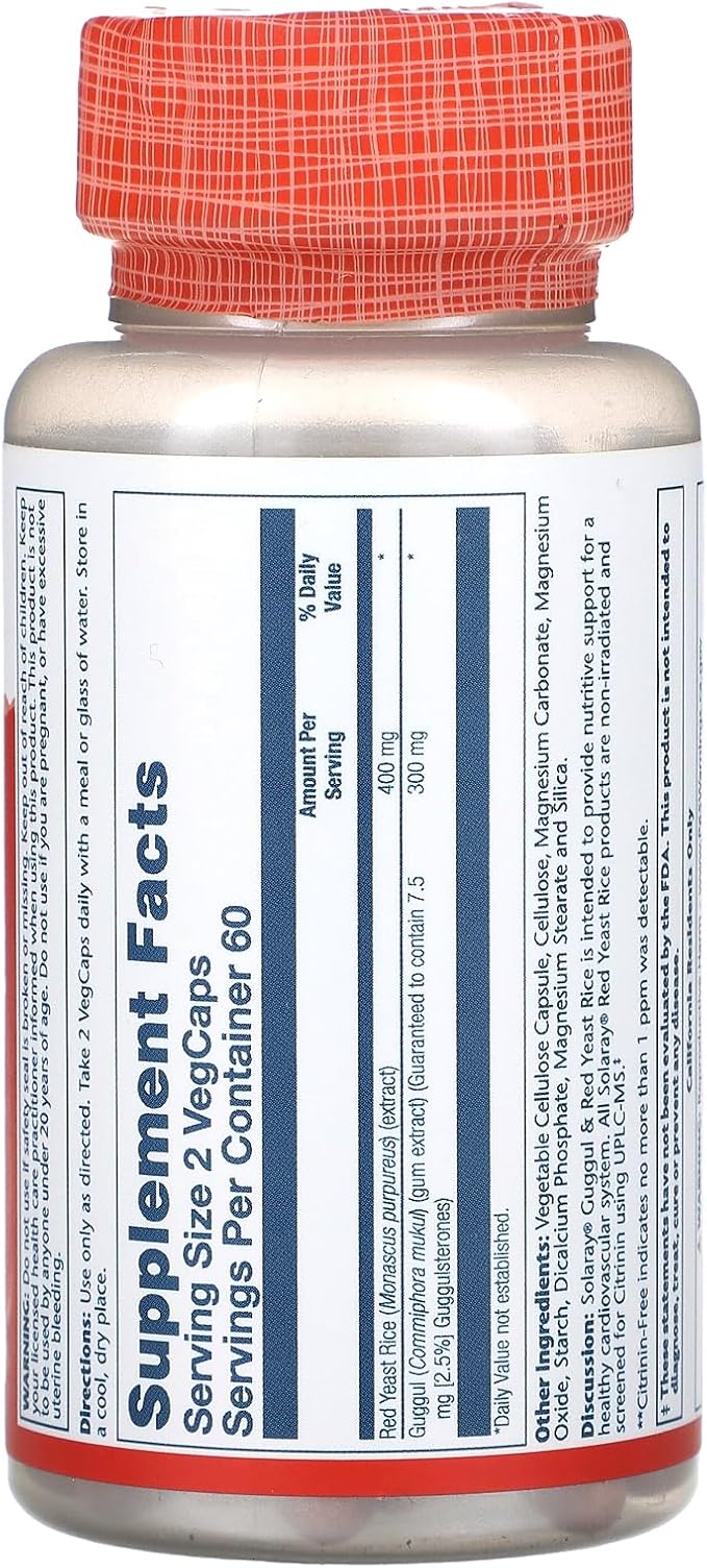 Solaray - Guggul & Red Yeast Rice, 120 capsules