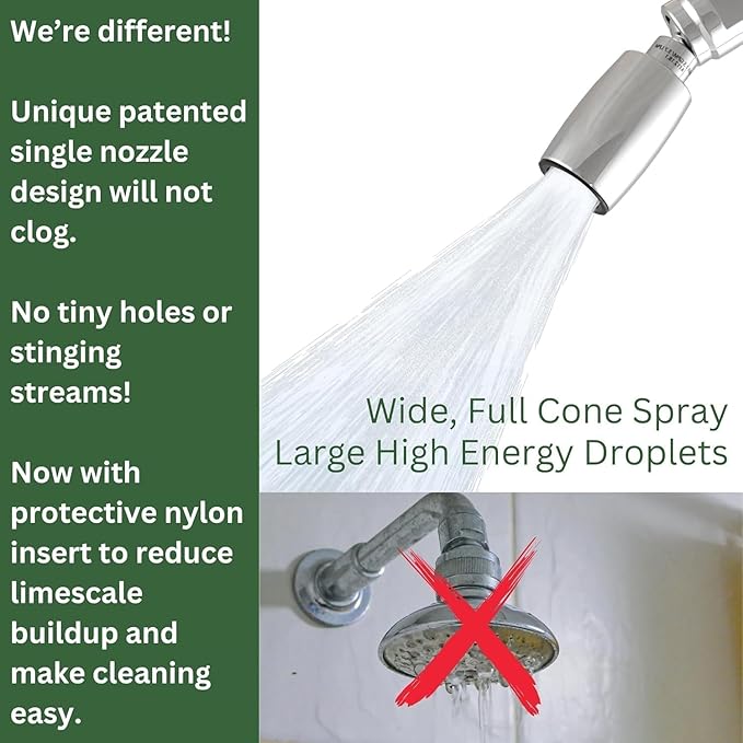 High Sierra Showerheads® - CLASSIC™ Solid Metal 1.8 GPM Award Winning, Low Flow Shower Head, Patented Nozzle Never Clogs - Polished Chrome Finish