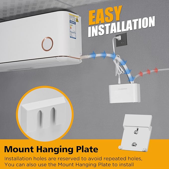 FUJIWARA Condensate Pump Automatic Condensation Drain Removal Mini Quiet Pump for HVAC,Air Conditioner,Dehumidifier,Furnance,Ice Maker,Wall Mounted Suitable for A/C 1-3HP, White