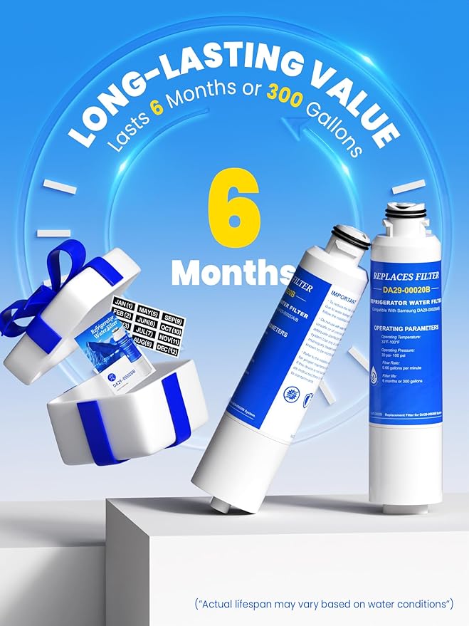 CHOPLO DA29-00020B Compatible with Samsung Water Filter DA29-00020B, DA29-00020A, DA-97-08006A-B, HAF-CIN/EXP, HAF-CIN, HAF-CIN- exp, HAFCIN, 04609101000, 09101, 46-9101, 469101, 2 Pack