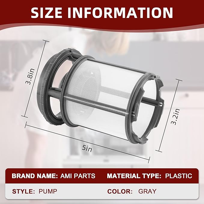 Upgraded W10872845 Dishwasher Pump Filter Cup Replacement Fits for Whirl-pool Ken-more Ama-na Kitchen-iad Dishwasher Parts Filter, Replaces 8579307 W10056425 W10056426 W10142911 by AMI PARTS