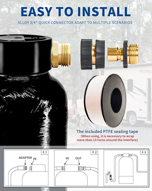 RV Water Softener -16000 Grain Portable Water Softener with 3/4 "Brass Fitting and Custom Hose, Softened Hard Water Filter System for RV,Boats,Mobile Car Washes,Pressure Washes