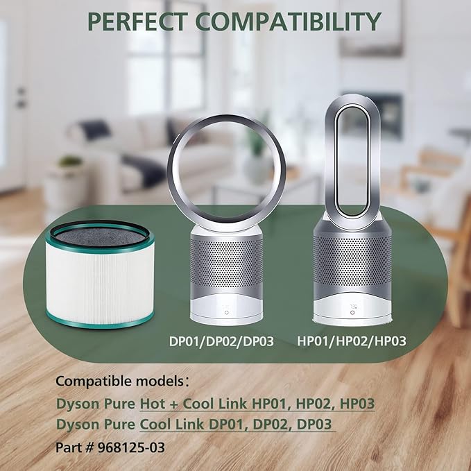 2 Pack HP01 HP02 HEPA Filter Replacement Compatible with Dyson HP01 HP02 DP01 DP02 Desk Purifiers, Replaces Part # 968125-03, Fit for Dyson Pure Hot Cool Link Air Purifier Filter