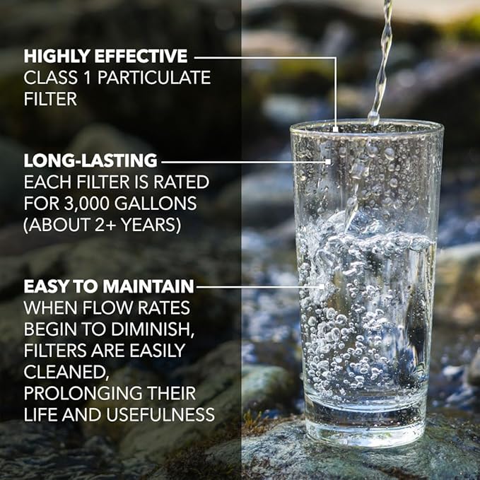 Clearbrook Portable Gravity Water Filter | No Electricity Needed | Filters 6,000+ Gallons | Ideal for Camping, Hiking, Emergency Kits & Everyday Use