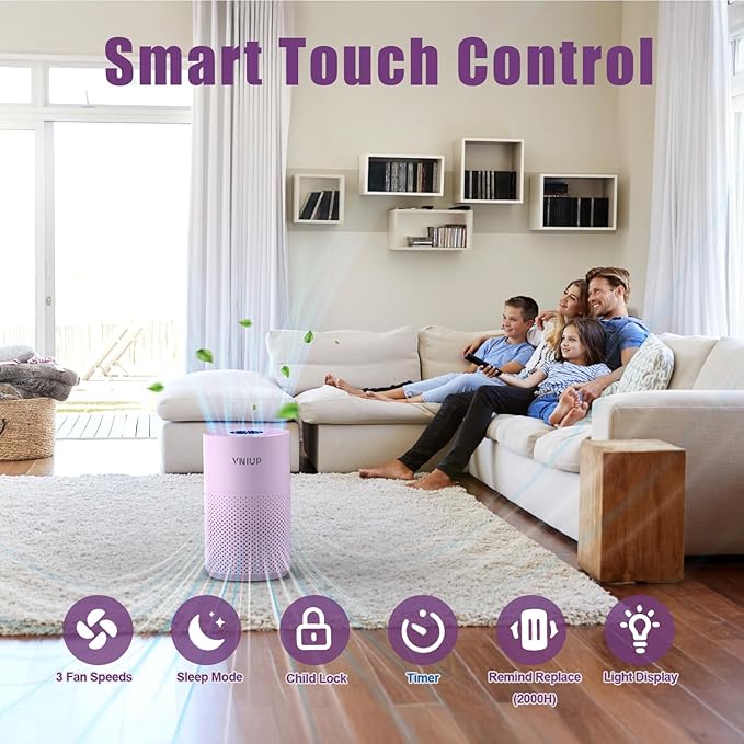 𝐍𝐞𝐰𝐞𝐬𝐭 Air Purifiers for Home Bedroom up to 800 ft², VNIUP H14 HEPA Room Air Purifiers for Bedroom with Fragrance Function, with Sleep Mode Air Cleaner for Pet Dander Odor Dust Smoke ZQA-4000C