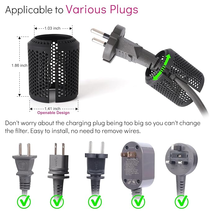 Hair Dryer Filter Replacement for Dyson Supersonic HD01 HD03 HD07 HD08 Models, Hair Dryer Outer Filter Cage Replacement Parts (Black)