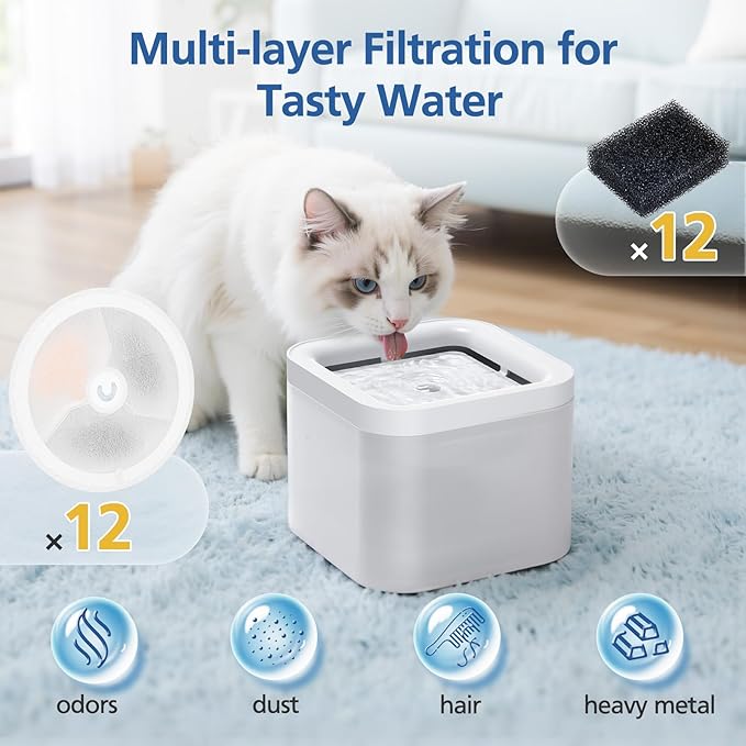 12 PCS Upgraded Filter Unit 3.0 Fit for Pet Cat Water Fountain E versweet Solo 2/Solo SE, E versweet 2S/3/3 Pro, 12 PCS Replacement Filter and 12 PCS Foam Pump Filters