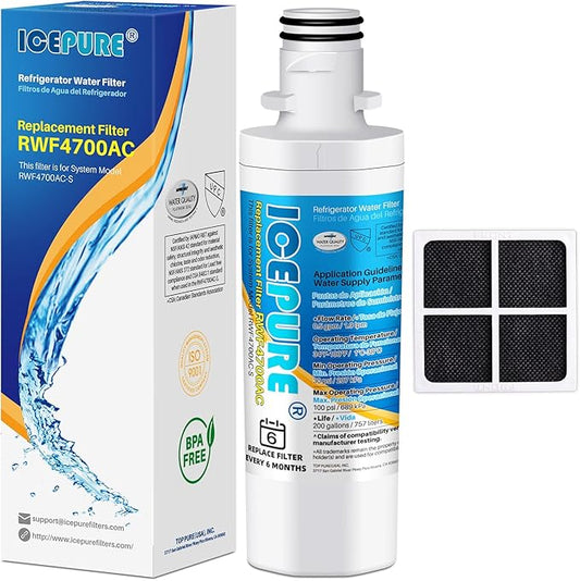 ICEPURE ADQ747935 Refrigerator Water Filter and Air Filter Replacement for LG ® LT1000P®,MDJ64844601, Kenmore Elite 9980, ADQ74793501 LT1000PC ® ADQ74793502, LMXS28626S, LFXS26973S, LT120F®, 1PACK