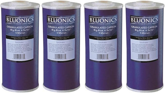 Bluonics Carbon Replacement Water Filters 4pcs GAC Granulated 4.5" x 10"