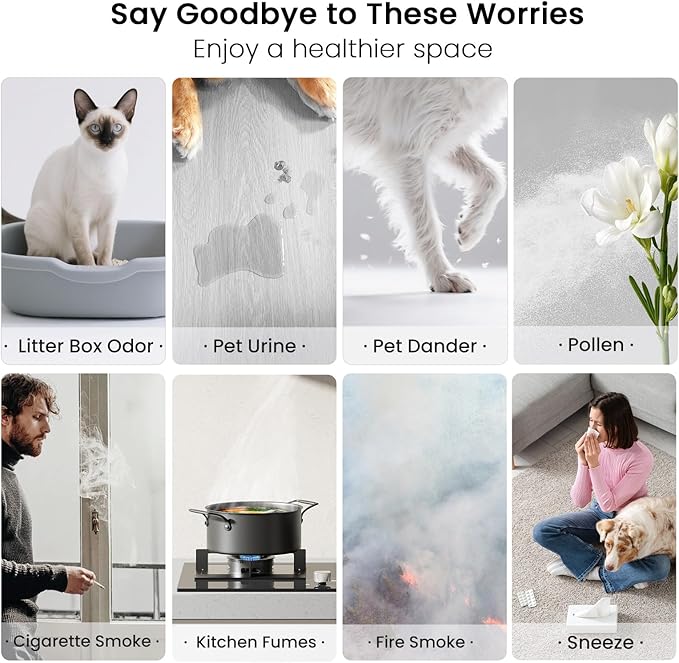 Smart Pet Air Purifiers for Home Large Room Up to 2500 Ft², H13 HEPA Air Purifiers for Home Pets with WiFi, Double-Sided Air Inlet, PM 2.5 Sensor, Pet Air Purifier for Pets Hair, Smoke, Pollen, 20dB